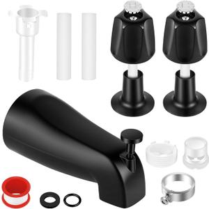 Metal 2 Piece Shower Knob Replacement, with Tub Spout, 2 Handle Tub Shower Faucet Set Compatible with Pfister Verve Tub Shower Faucet Hot and Cold Handles(Matte Black)