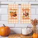 Thanksgiving Kitchen Towels, Funny Thanksgiving Kitchen Bathroom Decor, Thankful and Blessed Hand Towels, Cute Turkey Gobble Til You Wobble Gifts for Women Men Sister Mom Wife Friends Coworkers