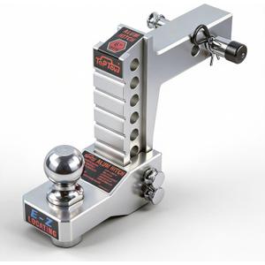 TOPTOW Adjustable Aluminum Ball Mount, 6-inch Drop Hitch for 2-inch Hitch Receivers, 7500lbs Capacity Including 2-inch Hitch Ball, Hitch Locks and Hitch Pin Kits - Patent Easy-Locating Shank Design