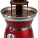 OVENTE 3 Tier Chocolate Fondue Fountain Machine, Stainless Steel Electric Mini Choco Warmer for Parties, Melts Cheese, Liqueurs, Dip Strawberries, Apple Wedges, Vegetables, Candy and More, Red CFS73R