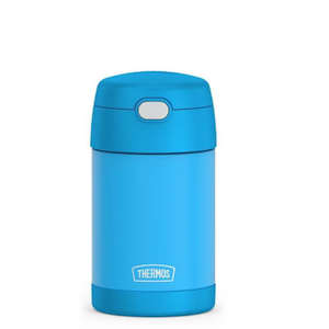 THERMOS FUNTAINER Insulated Food Jar, 16 Ounce, Kid Friendly Thermos Food Jar with Foldable Spoon, Denim Blue (16 Ounces, Electric Blue)