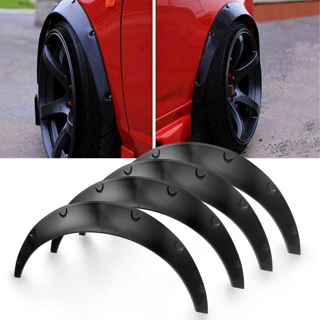 BLACKHORSE-RACING 4PCS 3.5"/890mm Universal Car Wheel Fender Flares Flexible Wide Body Wheel Arches PU(82+89cm) BLACKHORSE-RACING 4PCS 3.5"/890mm Universal Car Wheel Fender Flares Flexible Wide Body Wheel Arches PU(82+89cm)