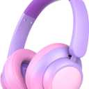 Candy Bila Active Kids Noise Cancelling Headphones, 60H Play Time Kids Bluetooth Headphones, Volume Limited, Bluetooth 6.0, USB C Charging, Headphones for iPad Tablet Airplane,Gradient Pink