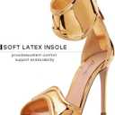 Women's Ankle Strap Open Toe Stiletto High Heels Sandals | Mirror Patent Leather with Back Zipper for Evening Party,Gala,Prom,Weddings,Night Out Dressy Heels (Gold, 9)