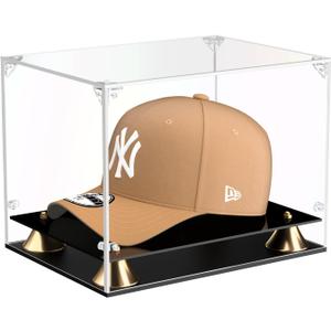 KOLIPI Hat Display Case, Clear Acrylic Baseball Cap Display Box with Double Layer Base, Self-Assembly Showcase for Baseball Cap, Snapback, Mini Helmet, UV Protection for Signed Memorabilia, Size: 11 x 8 x 7 inches