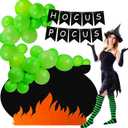 Halloween Witch Car Decorations Kit IncludesGreen Balloons "hocus Pocus" Banners Magic Cauldron Flame Halloween Party Decor Trick or Treating Witch Party Supplies for Car Trunks Garage