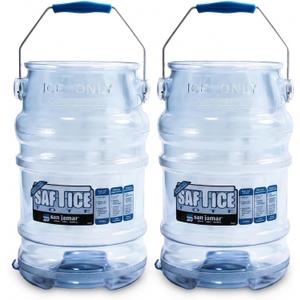 San Jamar Saf-T-Ice Ice Tote with Ice Machine Hanger for Bars, Restaurants, Kitchens, And Fast Food, Polycarbonate, 6 Gallons, Blue, (Pack of 2)