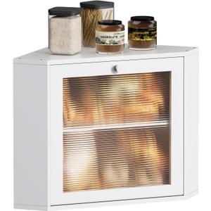Bamboo Bread Box for Kitchen Corner Countertop,Large-Capacity Bread Storage Container, Double Layer Bread Storage for Kitchen Countertop (White)