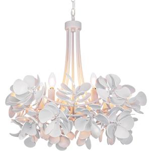 TOCHIC Modern Boho Dining Room Chandelier,Coastal Bedroom Chandeliers with Wood Coconut Shell,Natural White Round Chandelier for Living Room,Entryway,Closet,Beach Kitchen Island Lighting Fixtures,27"W