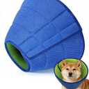 Dog Cone Collar Alternative,Comfortable Cones for Dogs to Stop Licking After Surgery,Adjustable Comfy Cones, Comfortable Fabric Elizabethan Collars (Green Blue, M)