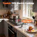 2 Burner Electric Cooktop - 110v Countertop and Built-in Electric Stove 2000W, 12 Inch Ceramic Stove with Residual Heat Indicator, Over-Temperature Protection, Knob Control, 110-120V Plug in, 12 Inch Plug Touch