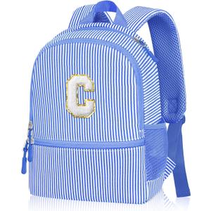 YOOLIFE Little Girl Backpacks Birthday Gifts for Girls Kids Kindergarten Backpack Personalized Kids Small Backpack for Little Girl, Initial Toddler Daycare Backpacks Cute Blue Letter C