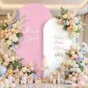 White Pink Photo Arch Backdrop Cover Set of 2-7.2ft and 6ft Arch Covers Stretchy Backdrop Spandex Baby Shower Arch Stand Covers for Girls Birthday Party Wedding Bridal Shower Background Decorations