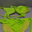 RELLECIGA Women Push Up Bikini Set Knot Front Underwire Swimsuits Low-Rise Bathing Suit (XL, Neon Green)