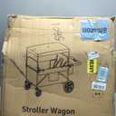 4 Seater Wagon Stroller for Kids, Collapsible Wagon Stroller with Removable Canopy, Foldable Stroller Wagon with Seat and Storage Pocket for Baby Toddlers Black