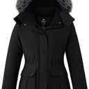 wantdo Women's Plus Size Winter Coats Warm Puffer Parka Jacket with Hood Black 4X