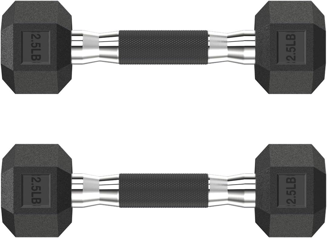 Hex Dumbbell Set 2.5lb, Rubber Encased Hex Dumbbells for Home Gym, Weights Dumbbells Set of 2 Hand Weights for Strength Training & Fitness Exercise