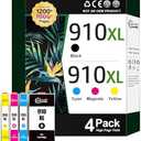 910XL Ink Cartridges for HP Printers (4-Pack) Replacement for HP 910XL Ink Cartridges Combo Pack Work for OfficeJet 8010 8020 Series, Pro 8020, 8030 Series Printer 3JB41AN | Black Cyan Magenta Yellow