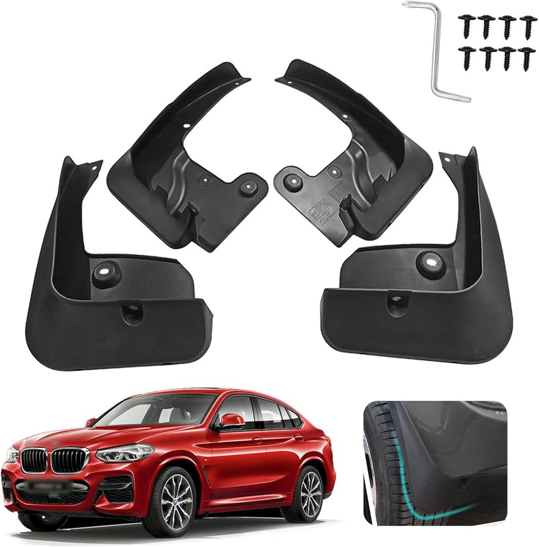 Custom Fit for Mud Flaps 2019-2024 BMW X4 M40i / 2020-2024 BMW X4 M Mud Splash Guard Front and Rear 4-PC Set