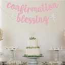 2 x Pink Glitter Confirmation Blessing Banner, On Your Confirmation/My Baptism, Baptism Baby Shower 1st Comunion Party Decorations Supplies