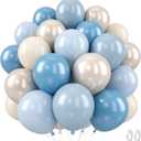 2 x 50 Pcs Dusty Blue Balloon, 12 Inches Pearl Sand White Light Blue Balloons, Apricot Latex Balloons for Kids Boys Birthday Party Wedding Baby Shower Gender Reveal Wedding Decorations