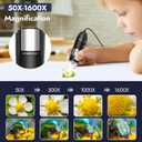 Leipan Digital Microscope, 50X-1600X Magnification Portable USB Microscope with Adjustable Stand, Mini Coin Magnifier Camera Compatible with iPhone, iPad, Android
