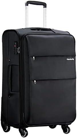 Hanke 24 Inch Expandable Luggage Large Suitcases with Wheels Softside Checked Luggage Rolling Suitcase with Lock Lightweight Travel Luggage for Men and Women 24 Inch Luggage.(Dark Gray) (Black)
