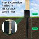 Fence Post Anchor Ground Spike Heavy Duty Black Powder Coated Fence Stakes Post Base for Mailbox, 24 x 4 x 4 Inches Outer Diameter (Inner Diameter 3.6 x3.6 Inches), Pack of 6