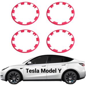 4PCS 19 Inch Model Y Tire Trim Rings, Wheel Rim Protectors, Hubcaps Covers Anti-Scratch ABS Guard Rim, 20" Model Y Exterior Accessories 2020 2021 2022 2023 2024