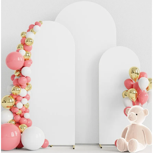 Wokceer Set of 3 Wedding Arch Cover Spandex Fitted Wedding Arch Stand Covers for Round Top Chiara Arch Backdrop Stands Cover for Birthday Party Ceremony Banquet Decoration 4ft,5ft,6ft White