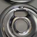 W10196405 W10196406 Stove Burner Drip Pans for Electric Stove Top-Compatible with Whirlpool Electric Range-Thickening to Prevent Bent-Set of 4 Chrome Drip Pans, Silver