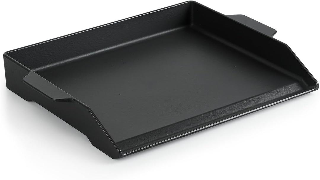 Onlyfire Universal Cast Iron Cooking Griddle, Nonstick Coating Griddle Flat Top Grill Plate with Extra High Sidewalls for Charcoal, Gas Grills and Range Oven, 18.5" x14"