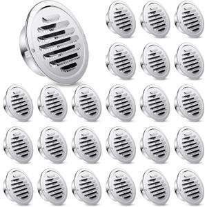 Zonon 24 Pcs Stainless Steel Soffit Vents 4 Inch Round Dryer Vent Cover with Mesh Screen for Home Outdoor Bathroom Wall Ceiling Outside Exterior Exhaust (Silver)