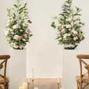 Ling's moment 41" Tall Ground Flowers for Wedding Decor, 2pcs Free Standing Artificial Flowers Arrangements, Aisle Chair Backdrop Decoration for Garden Arch Entryway Ceremony Reception, Blush & Cream