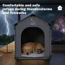 XL Insulated Dog House Indoor, Dog Tent for Large Dogs with Plush Cushion, Sturdy PVC Frame, Mesh Windows & Tear-Resistant Oxford Fabric, 34x27x34in Gray