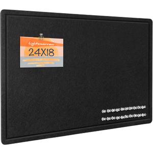 Bulletin Board, 24 x 18 inches Decorative Felt Pin Board, Vision Board Cork Board Alternative for Wall, Foldable Photo Board Self-Adhesive Vision Board Mood Board with 20 Pushpins - Black