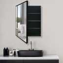 24x30 Inch Medicine Cabinet with Mirror - Recessed/Surface Mount Farmhouse Bathroom Storage Cabinet, Single Door Rust-Resistant Vanity Mirror Cabinet, Brush Black