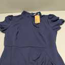 AISIZE Women's Elegant Tie Neck Puff Sleeves Ruched Cocktail Party Dress (X-Large, Navy Blue)