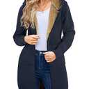 HEEKPEK Womens Hoodies Heavyweight Sweatshirts Casual Zip up Fleece Lined Hoodies Tunic Hooded Sweatshirt Long Hoodie Jacket Winter Coat with Pockets Navy Blue, Size XL