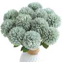 Floroom 12pcs Sage Green Faux Silk Mums Artificial Flowers Bulk Fake Chrysanthemums with Stems for DIY Wedding Table Centerpieces Floral Arrangements Vase Fillers Home Decorations