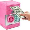 Piggy Bank, Toys for Girls Ages 5-7, 8-10, Electronic ATM Password Cash Coin Can Auto Scroll Paper Money Saving Box Toys for 6 7 8 9 10 11 12 Year Old Girl Christmas Birthday Gifts (Pink)
