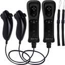 Motion Plus Wii Controllers 2Packs with Nunchucks, Wii Remote Controllers Compatible for wii and Wii U with Built in Motion Plus (2blacks)