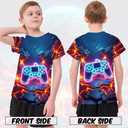 Boys Girls 3D Graphic Tees Unisex Short Sleeve T Shirt Novelty Neon Shirts for Boys 5-14 Years (Blue)
