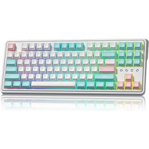 75% Keyboard, Wireless Gaming Keyboard, 3-Modes Creamy Mechanical Keyboard Hot-Swap with Pre-lubed Linear Switch for PC/Tablet/PS/Xbox (White)
