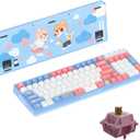 GATERON iG 98 Co-Branded Mechanical Gaming Keyboard, Tri-Mode Hot Swappable Wired/Bluetooth/2.4G Wireless Keyboard with RGB Light for Windows & Mac, PBT Keycaps (Sweet Time, Mountain Top Switch)