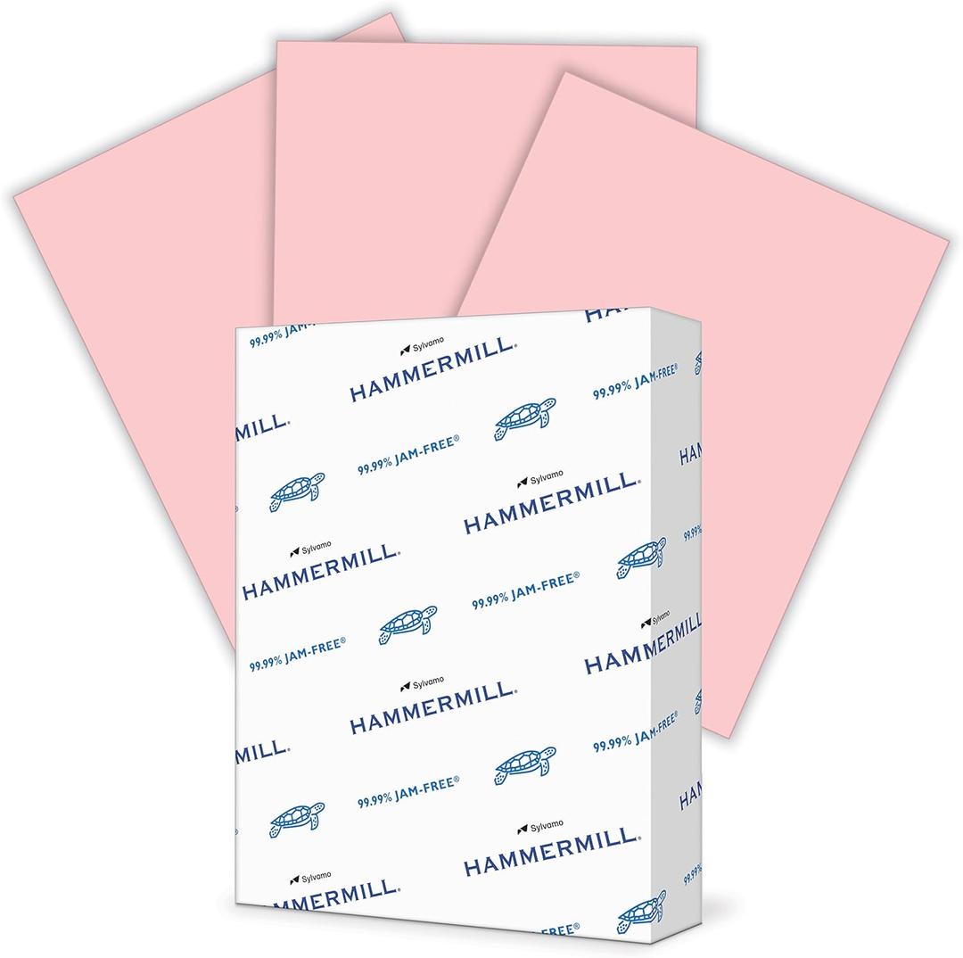 Hammermill Colored Paper, 20lb Pink Printer Paper, 8-1/2 x 11- 1 Ream (500 Sheets) - Made in the USA, Pastel Paper, 103382R Hammermill Colored Paper, 20lb Pink Printer Paper, 8-1/2 x 11- 1 Ream (500 Sheets) - Made in the USA, Pastel Paper, 103382R
