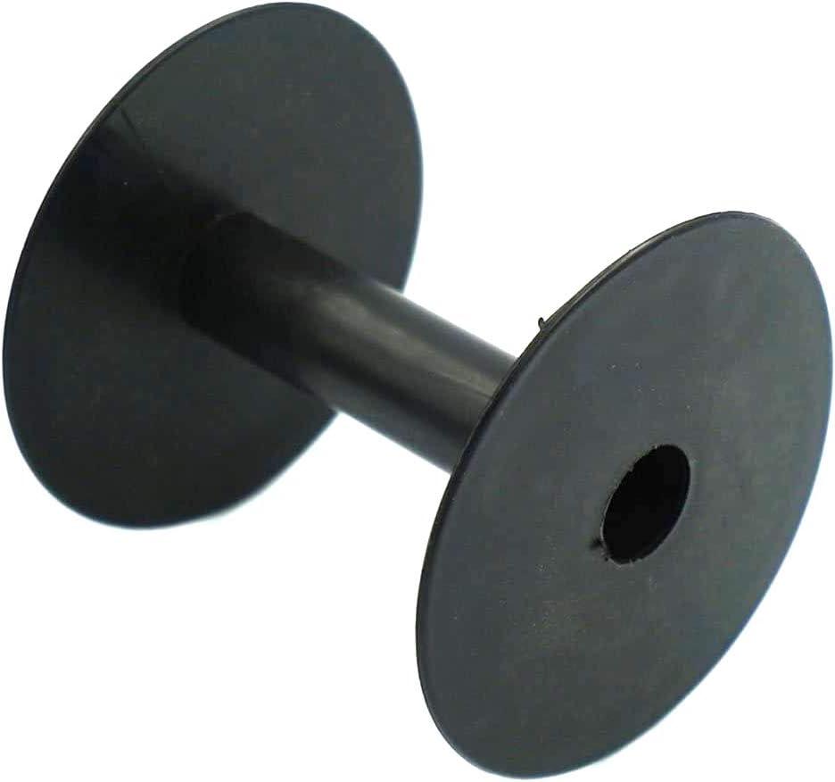 10 PCS - Empty Plastic Wire Spools Bobbins Round Ends for Various Size Cord Ribbon (Black) (Black)