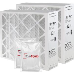 Honeywell 16x20x4 AC Furnace Air Filter Replacement - FC100A1003 HVAC Furnace Filters Merv 11 Filter Media, AC Filter with Homequip Disposal Bag, 2-Pack (Actual Size: 15.94 x 19.75 x 4.38 Inches)