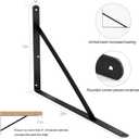 16 Pack L22 x H 12" Black Heavy Duty Shelf Brackets with Screws Metal Shelf Brackets Shelf Support Angle Brackets for Shelves L Brackets Heavy Duty Floating Shelf