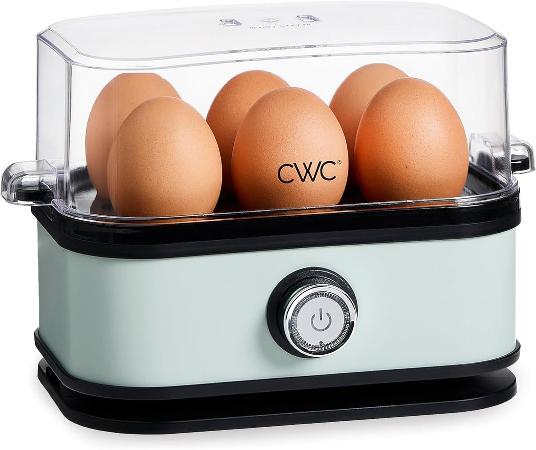 COOK WITH COLOR 6-Egg Capacity Egg Cooker  For Soft, Medium, Or Hard-Boiled Eggs, Rapid Cook Time, Auto Shut-Off & Boil-Dry Protection  Includes Tray, Measuring Cup & Lid  210W Egg Maker, Sage